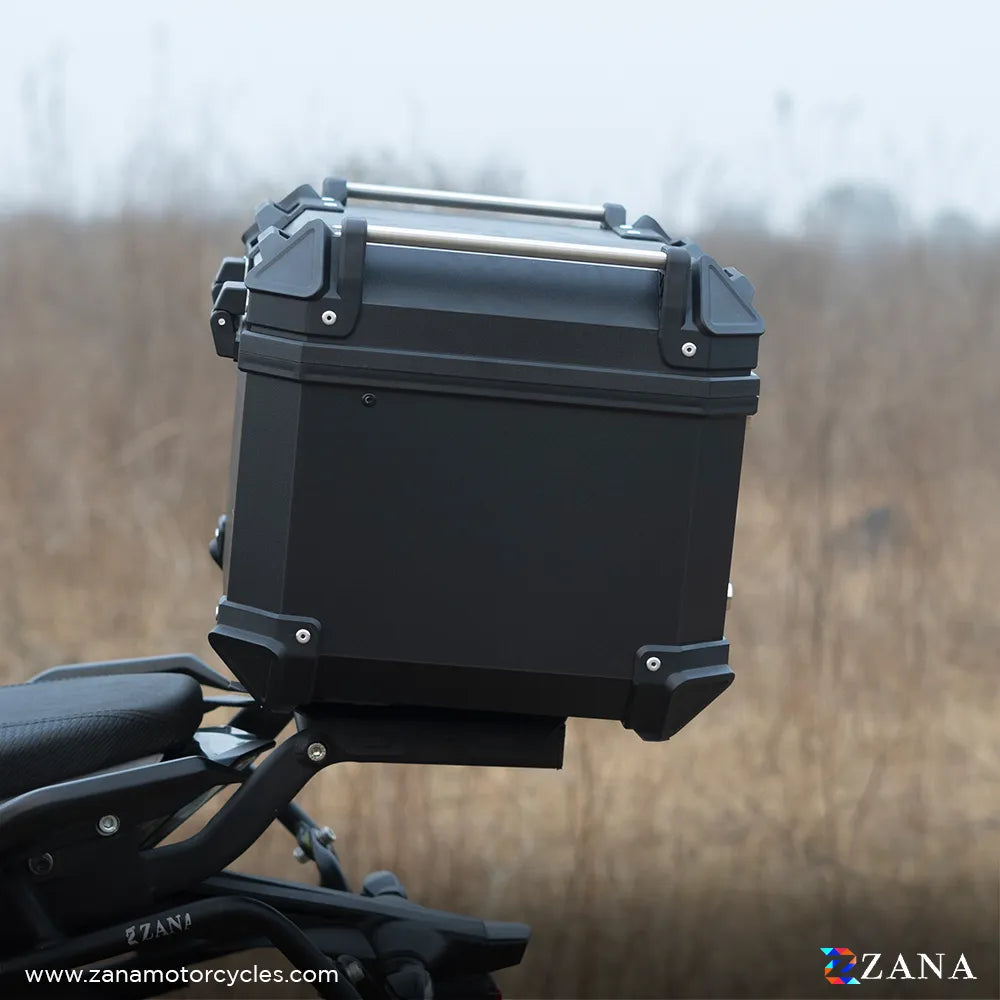 ZANA-UNIVERSAL TOP BOX PLASTIC ( 45ltr ) BLACK WITH BACK REST CUSHION