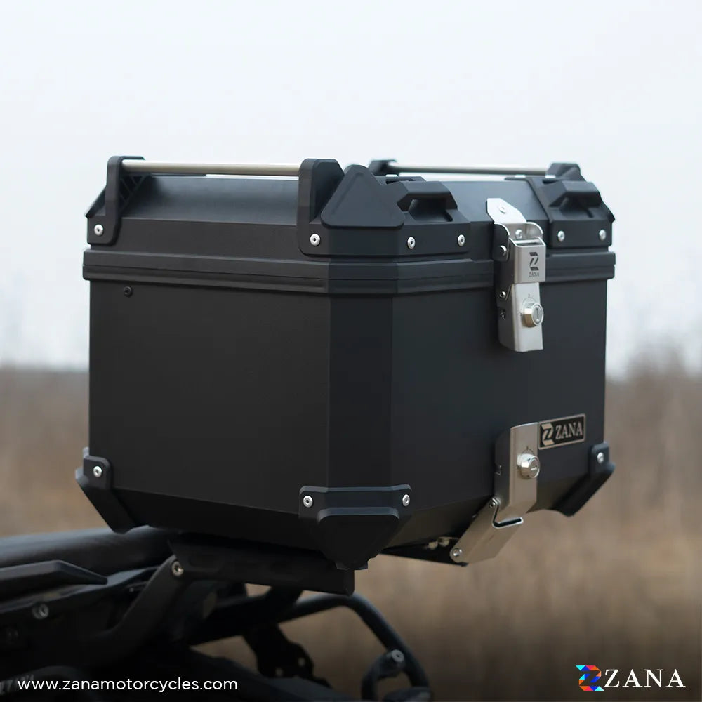 ZANA-UNIVERSAL TOP BOX PLASTIC ( 45ltr ) BLACK WITH BACK REST CUSHION