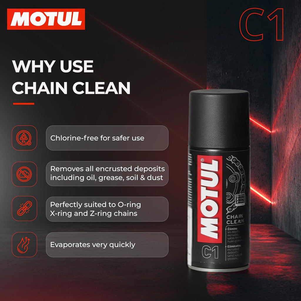 Motul Chain Clean (C1) and Chain Lube (C2) Kit - 150 ml each