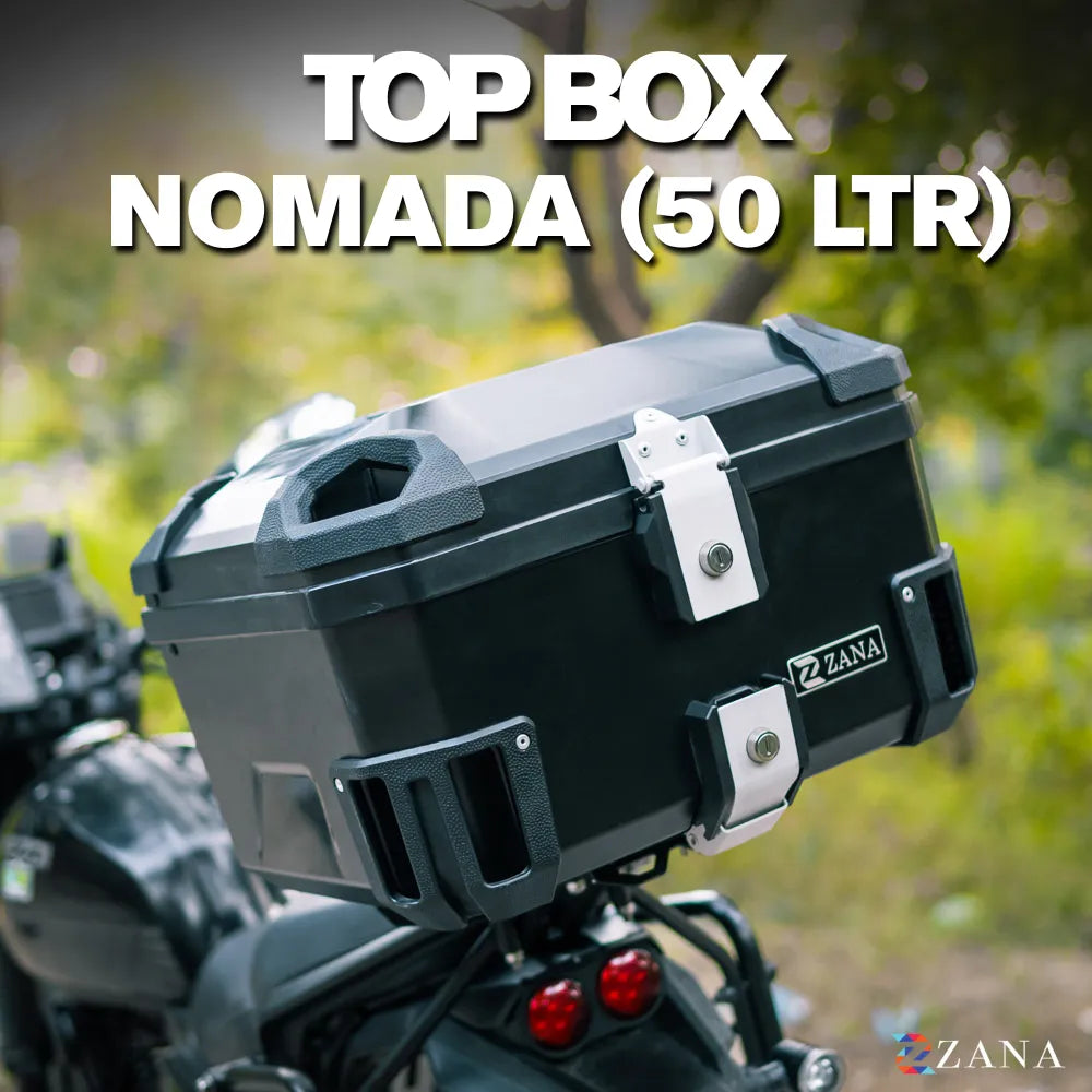 ZANA-UNIVERSAL TOP BOX PLASTIC ( 50ltr ) BLACK WITH BACK REST CUSHION