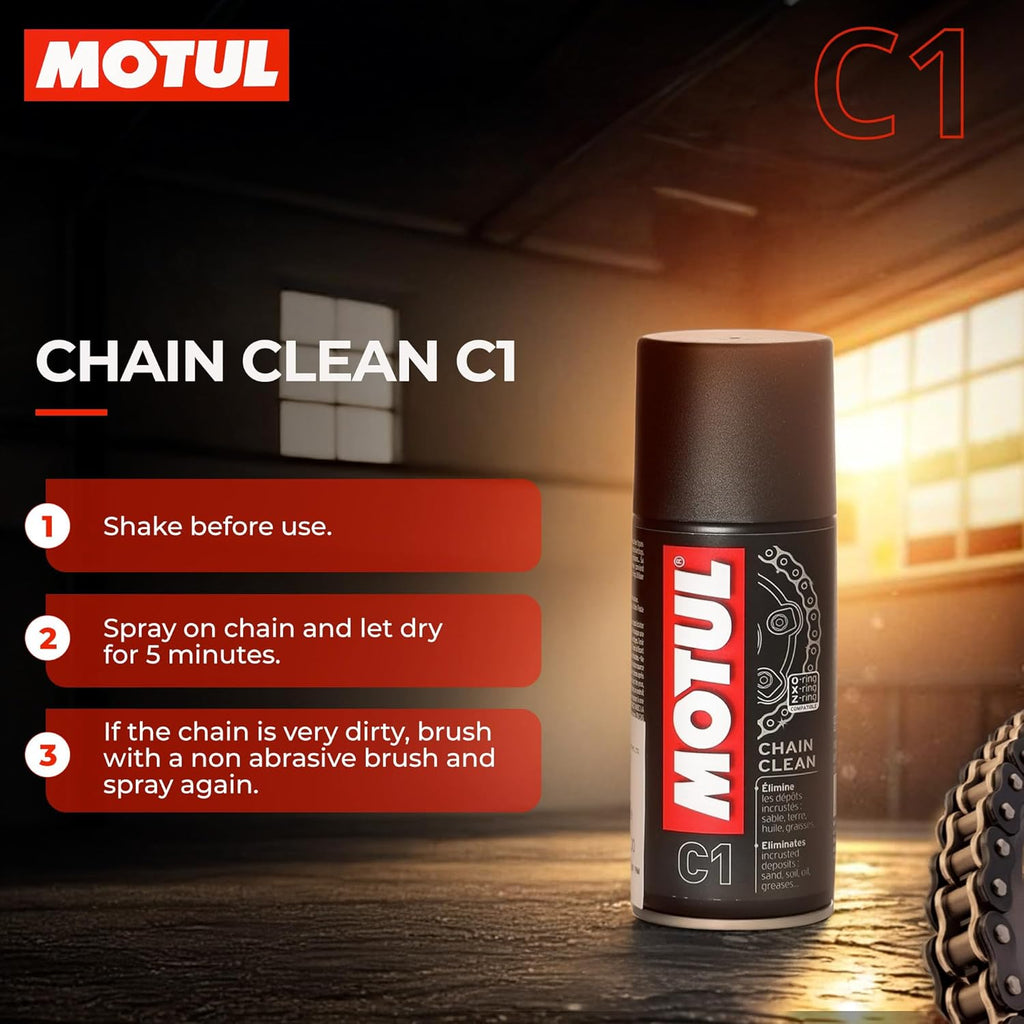 Motul Chain Clean (C1) and Chain Lube (C2) Kit - 150 ml each