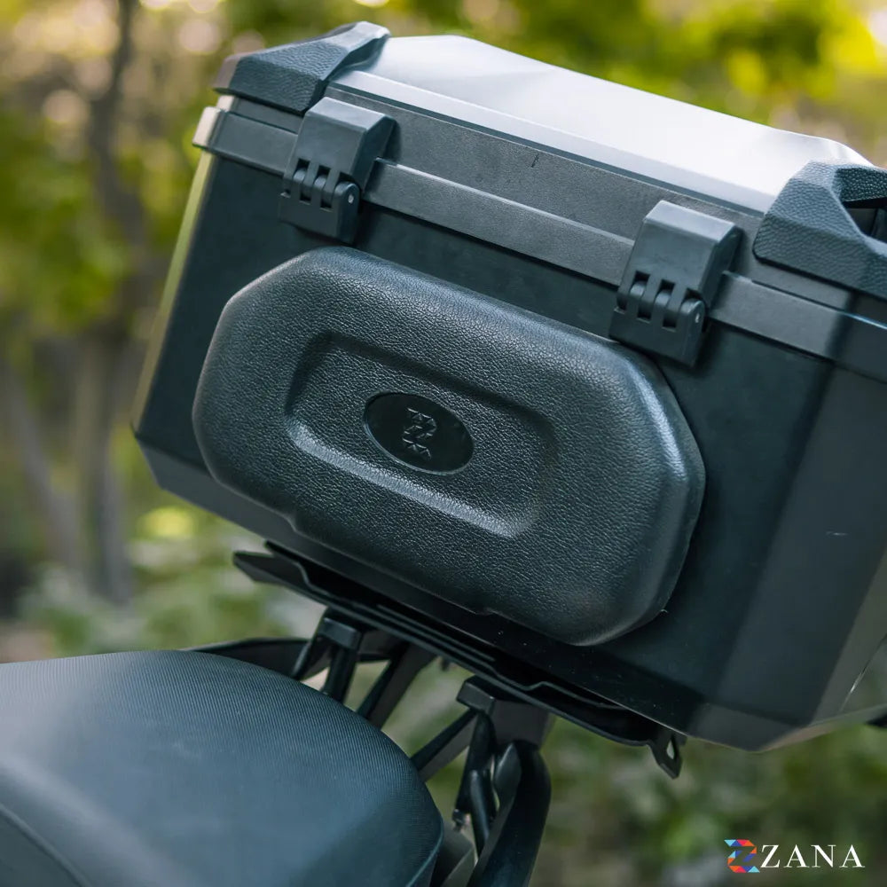 ZANA-UNIVERSAL TOP BOX PLASTIC ( 50ltr ) BLACK WITH BACK REST CUSHION